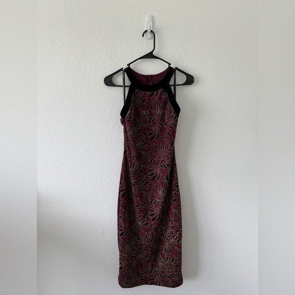 Elegant Black and maroon Patterned Women's Dress - Picture 9 of 11